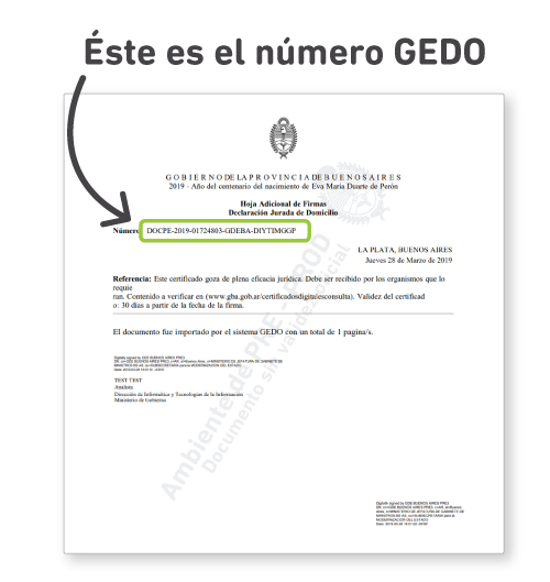 El número GEDO se encuentra en la parte inferior derecha del certificado digital.