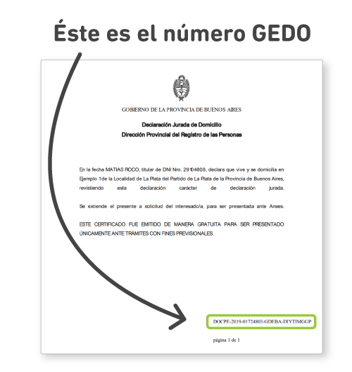 El número GEDO se encuentra en la parte inferior derecha del certificado digital.